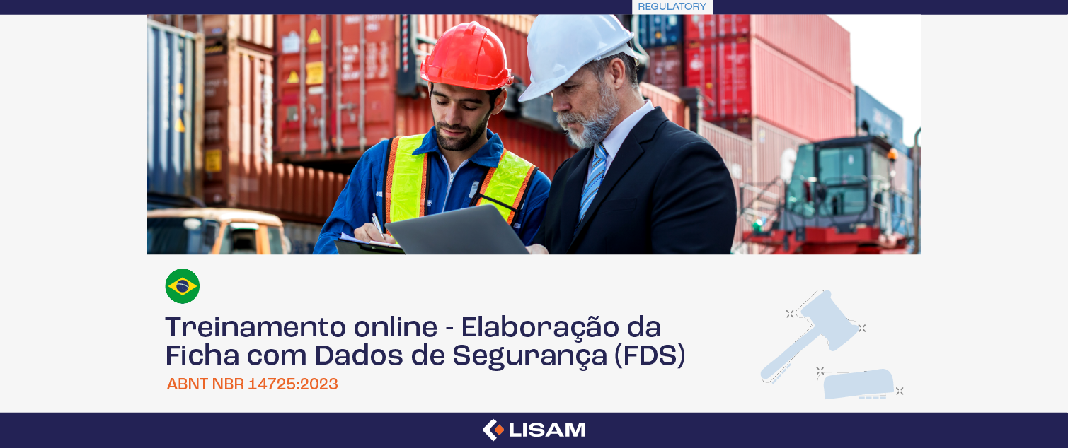 Lisam Brasil divulga treinamento online da Nova ABNT NBR 14725 - Ficha com Dados de Segurança