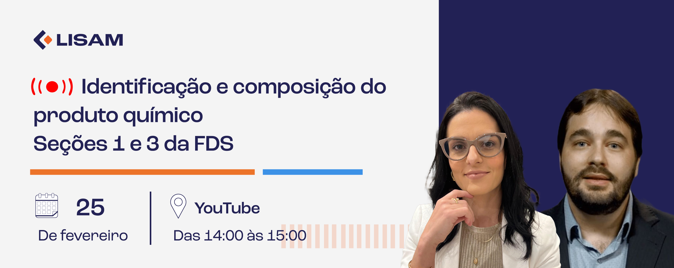 Banner webcast Identificação e composição do produto químico - Seções 1 e 3 da FDS